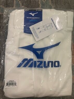 Mizuno White Baseball Pants with Blue Logo Print